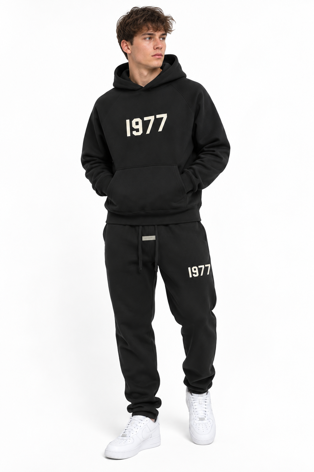 1977 Signature Hoodie & Jogger Set – Black