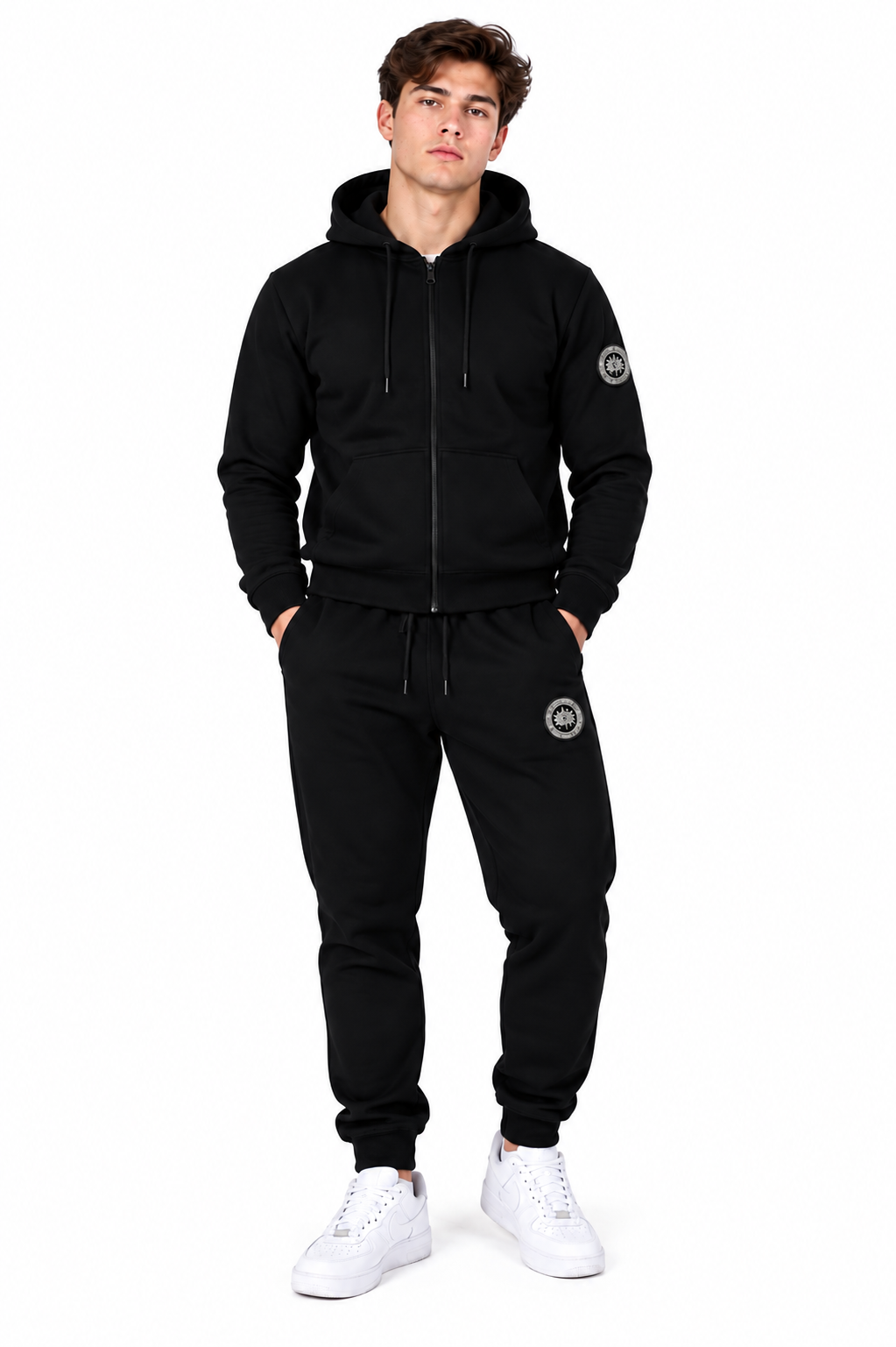 Men’s Premium Black Zip-Up Hoodie & Trouser Set