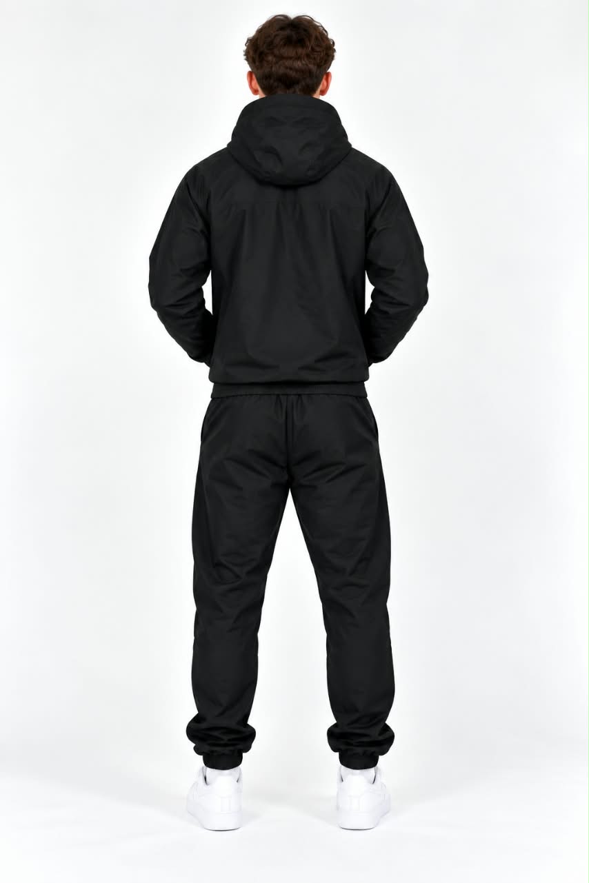 Men’s Premium Black Tracksuit – Hooded Jacket & Jogger Set