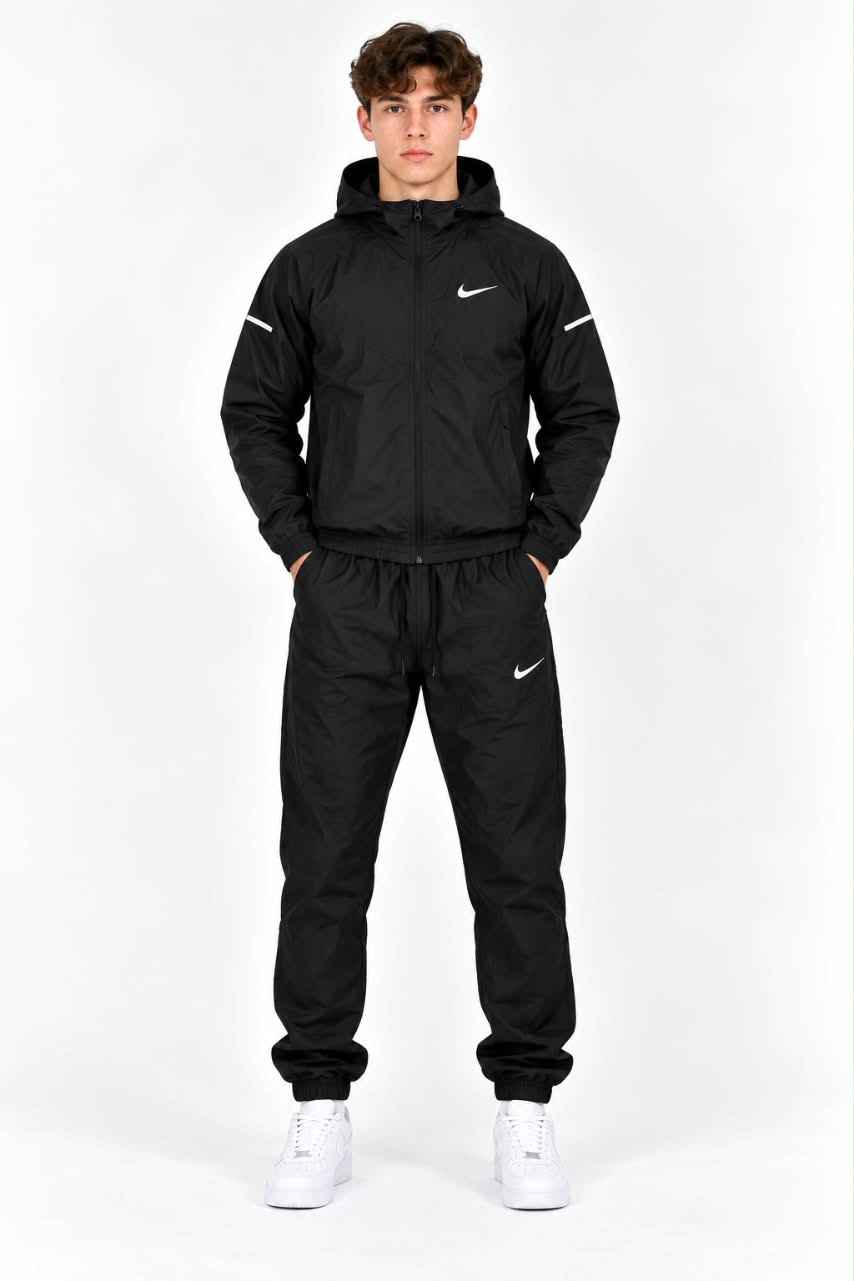 Men’s Premium Black Tracksuit – Hooded Jacket & Jogger Set