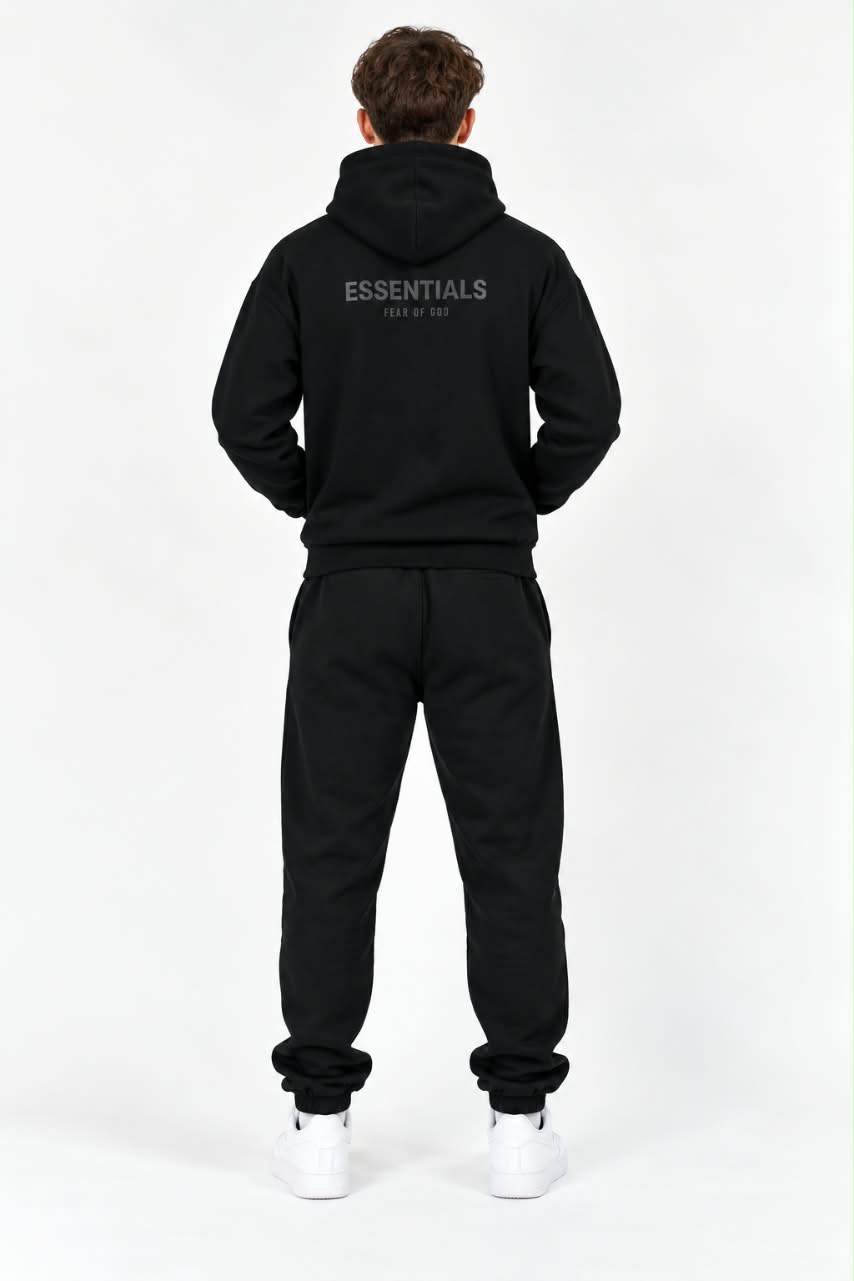 Men’s Premium Black Essentials Hoodie & Trouser Set