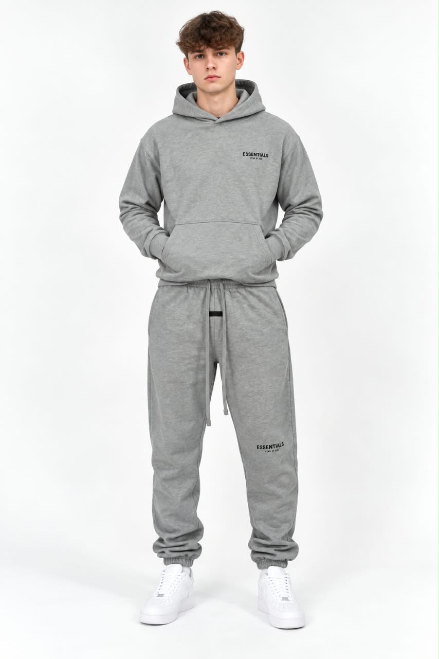 Men’s Premium Grey Essentials Hoodie & Trouser Set