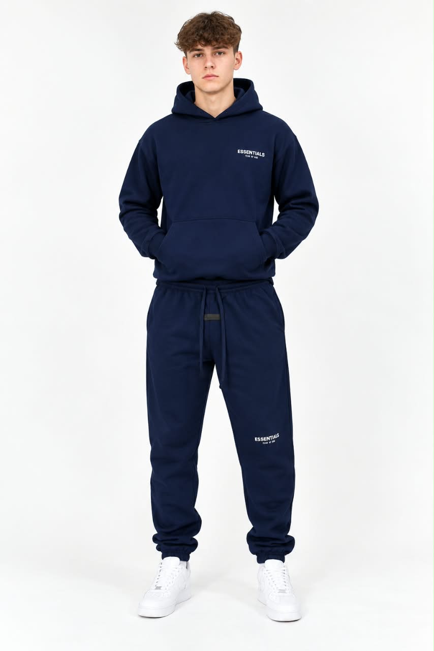 Men’s Premium Navy Essentials Hoodie & Trouser Set