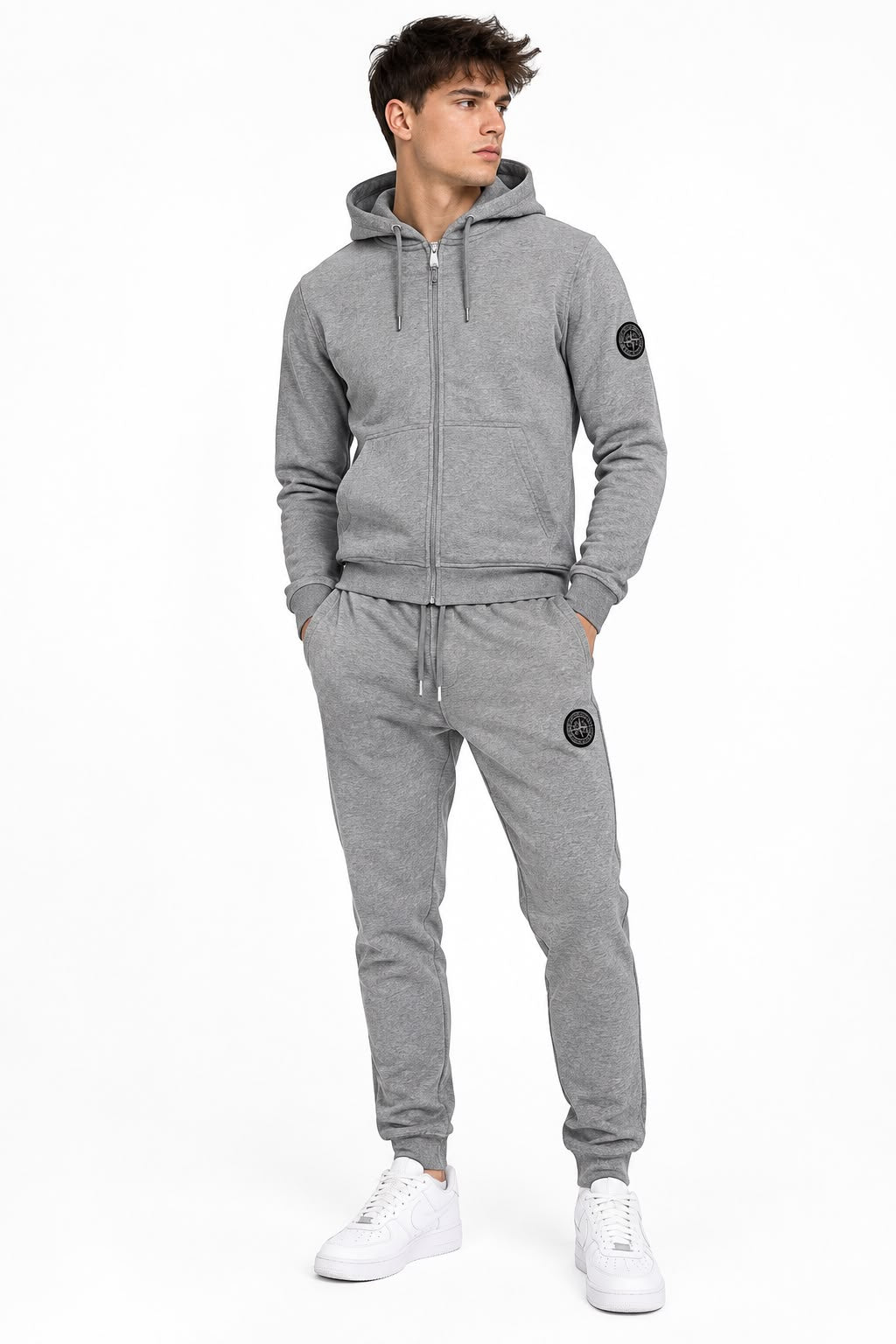 Men’s Premium Grey Zip-Up Hoodie & Trouser Set