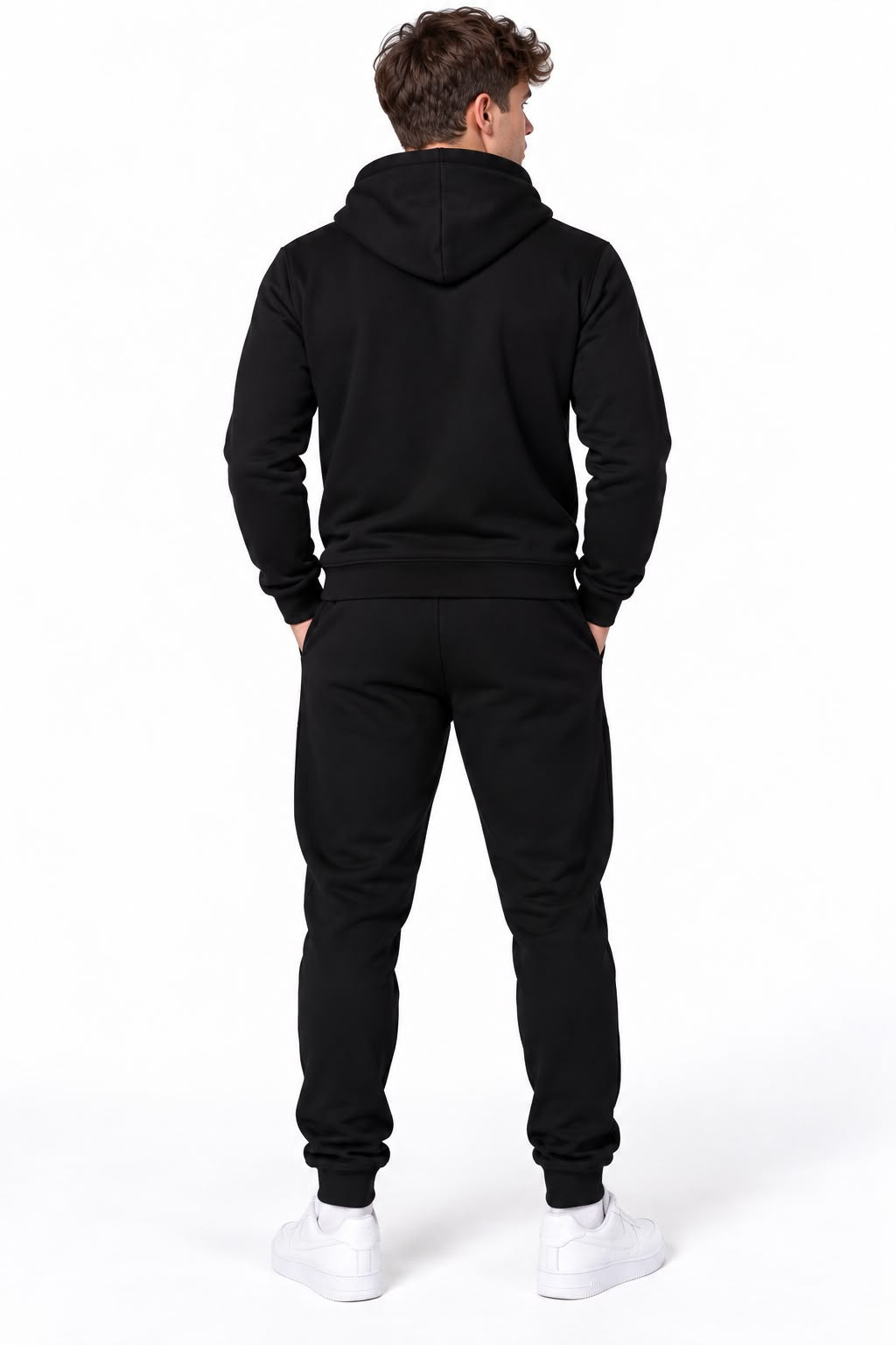 Men’s Premium Black Zip-Up Hoodie & Trouser Set